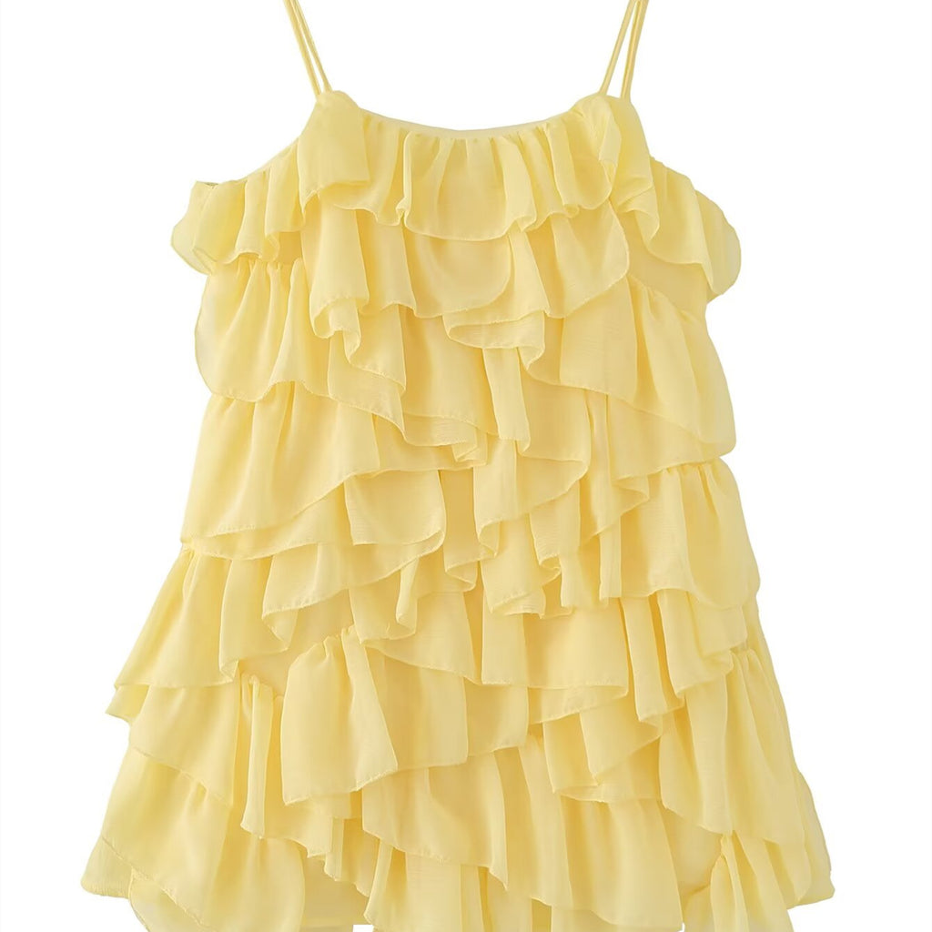 Spicy girl multi-layer top with suspender and cake skirt