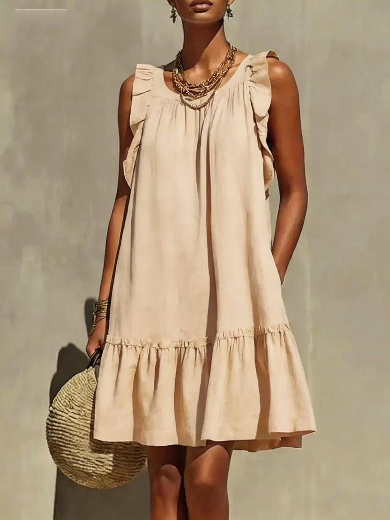 Gabriella Casual Loose Round Neck Sleeveless Dress
