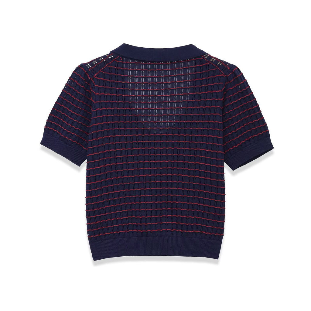 Short Sleeve Round Collar Knit Top