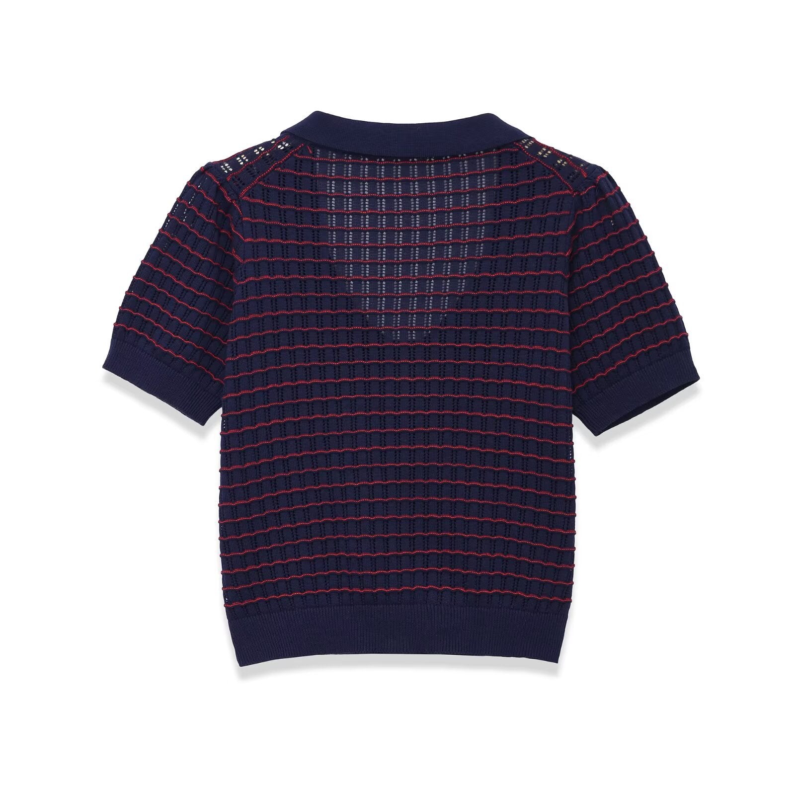 Short Sleeve Round Collar Knit Top