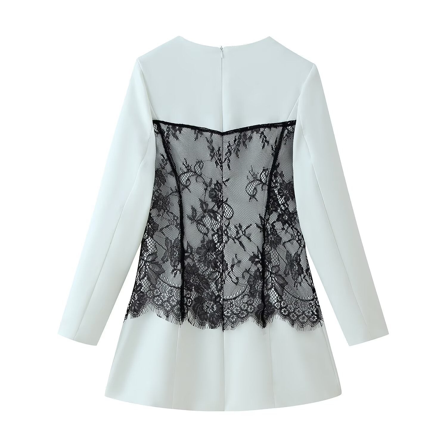 Lace Trimmed Long Sleeve Dress for Women