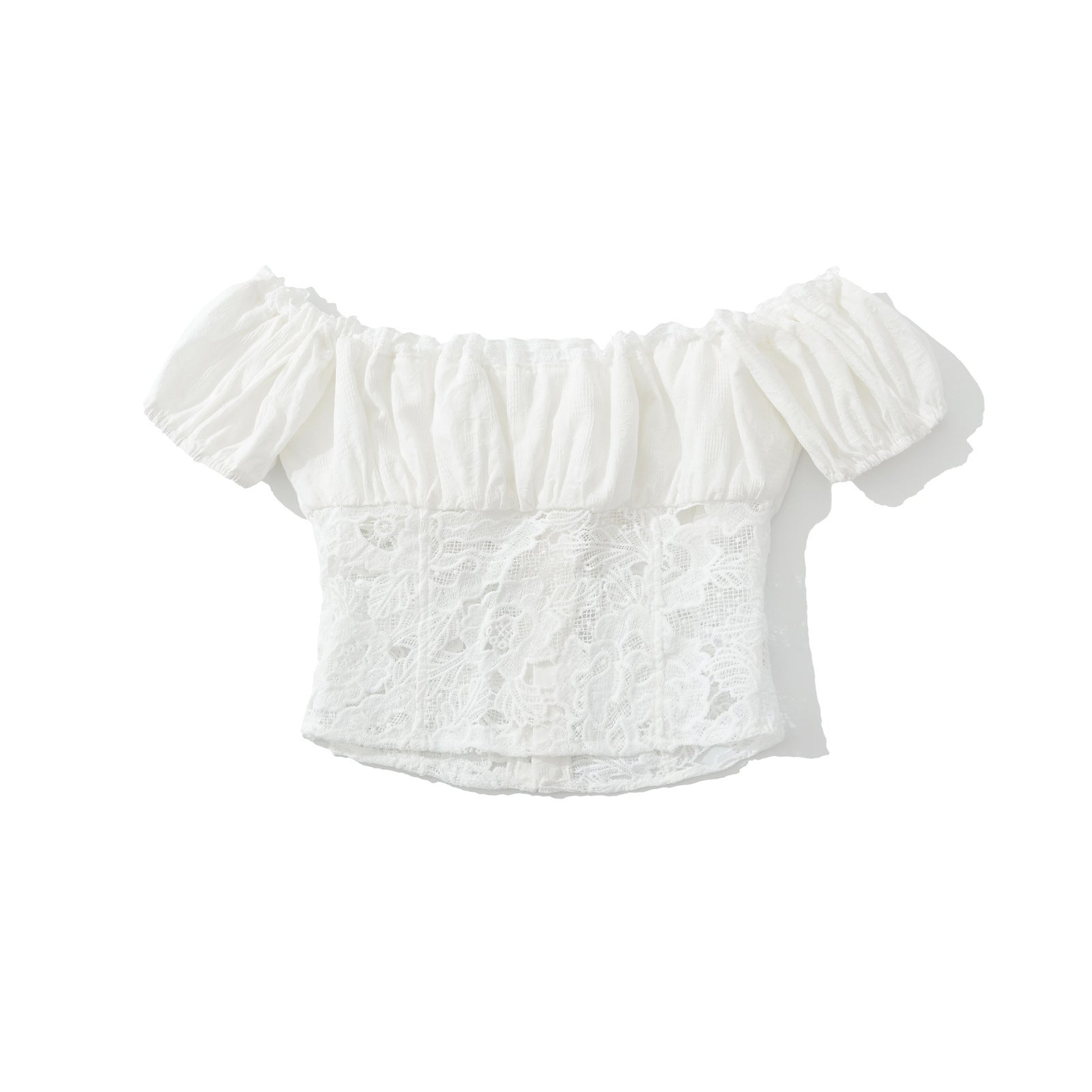 Style New Women's Fashion Lace Spliced Top and Lace Spliced Skirt