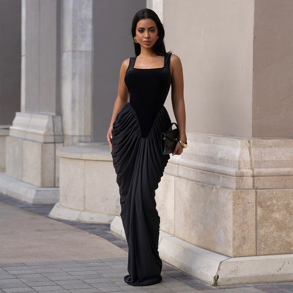 Chic Waist-Cinched Backless Sleeveless Bodycon Dress for Women