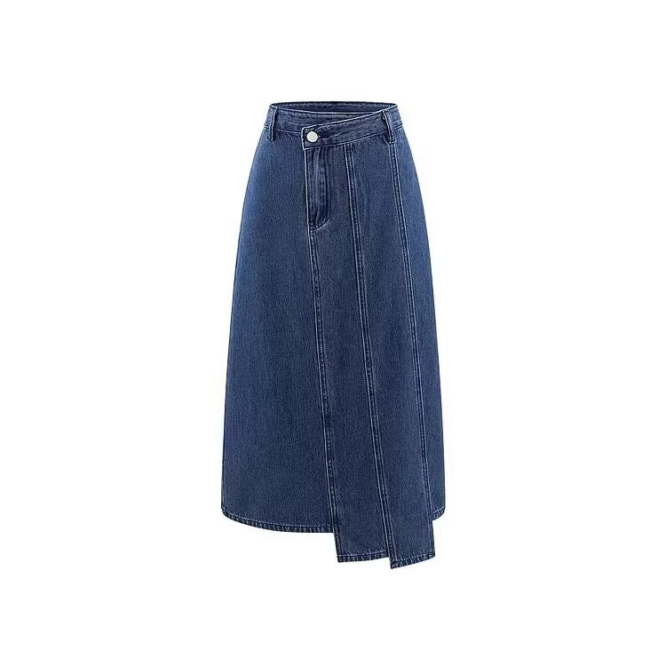 Retro style street high waisted denim skirt