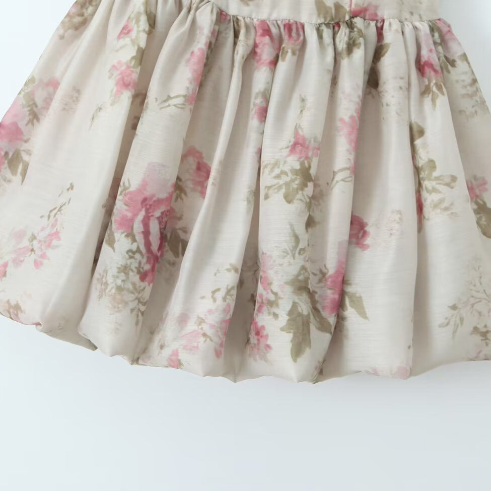 Chic Rose Print Mini Dress  Fashionable and Versatile Design