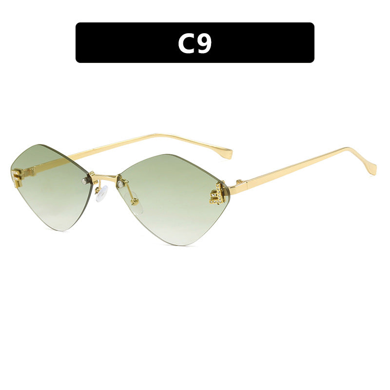 Frameless diamond shaped sunglasses