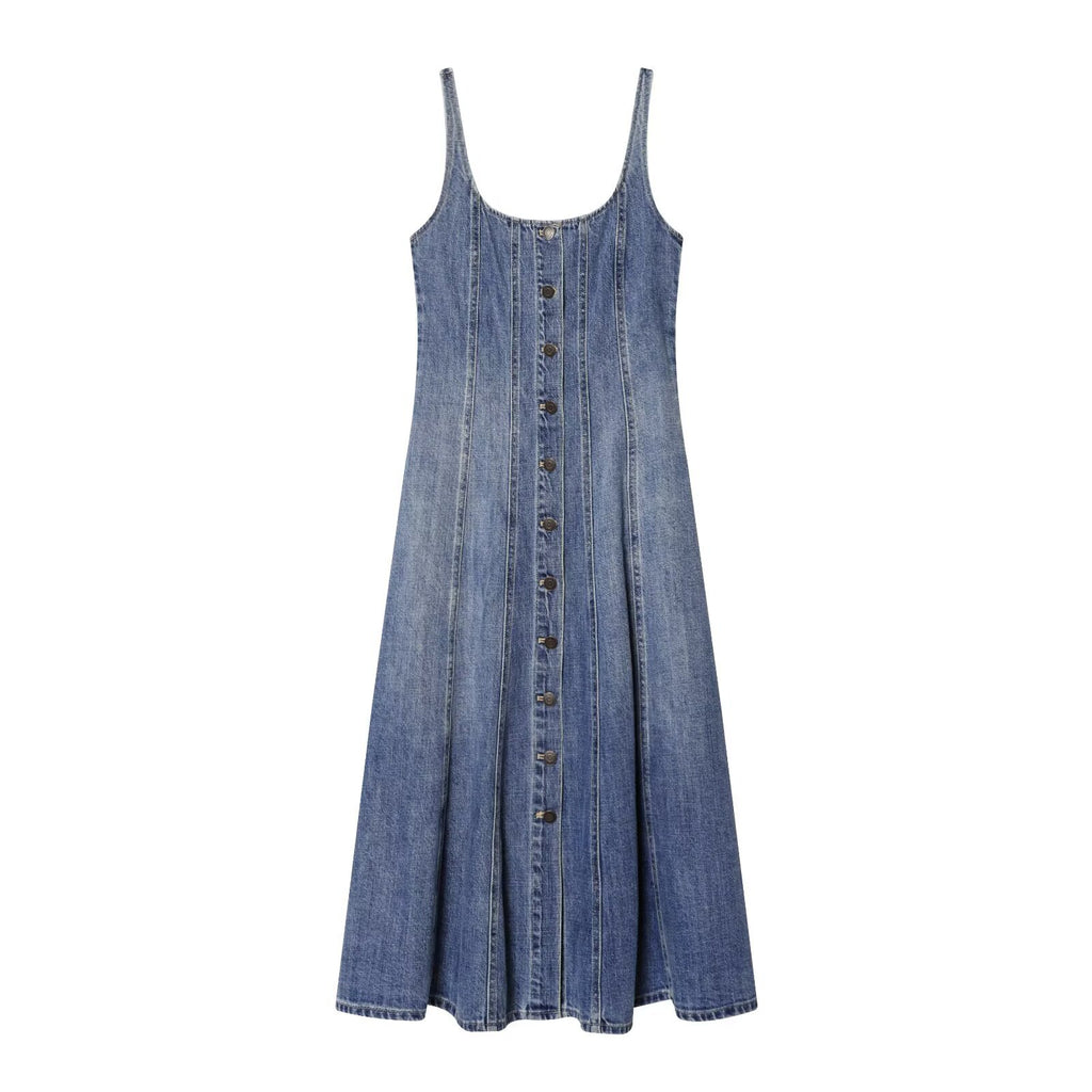 Rita Retro style dress with front buckle and suspender straps