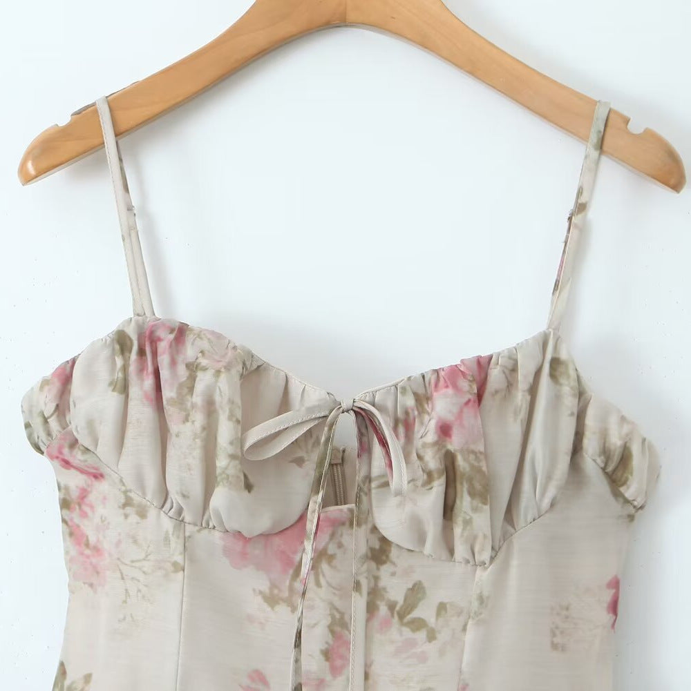 Chic Rose Print Mini Dress  Fashionable and Versatile Design