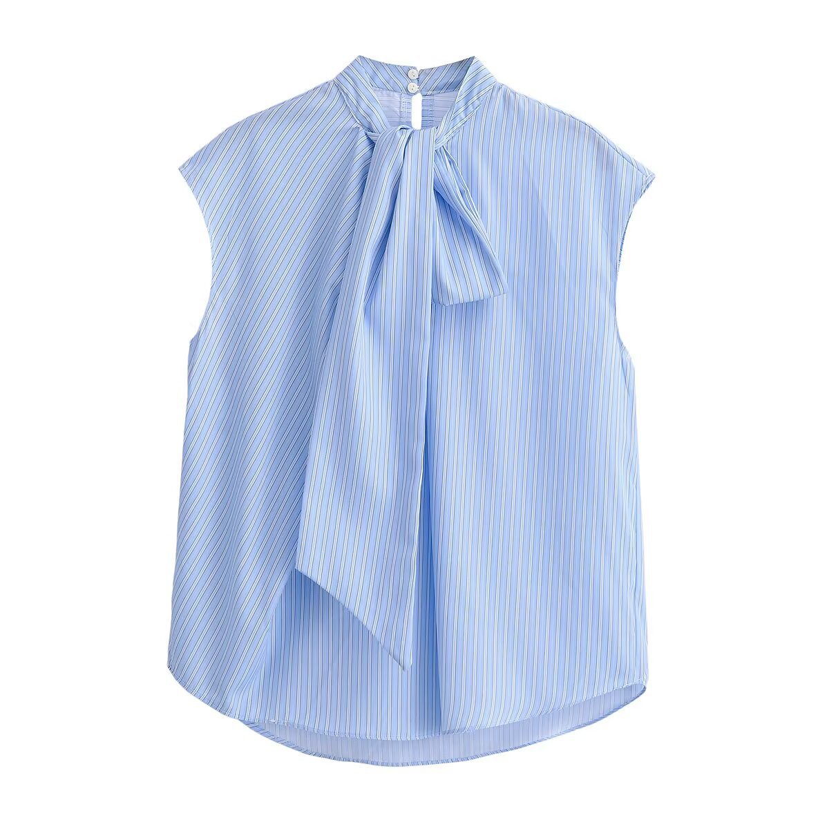 Hamptons Bound Striped Pussy-Bow Top