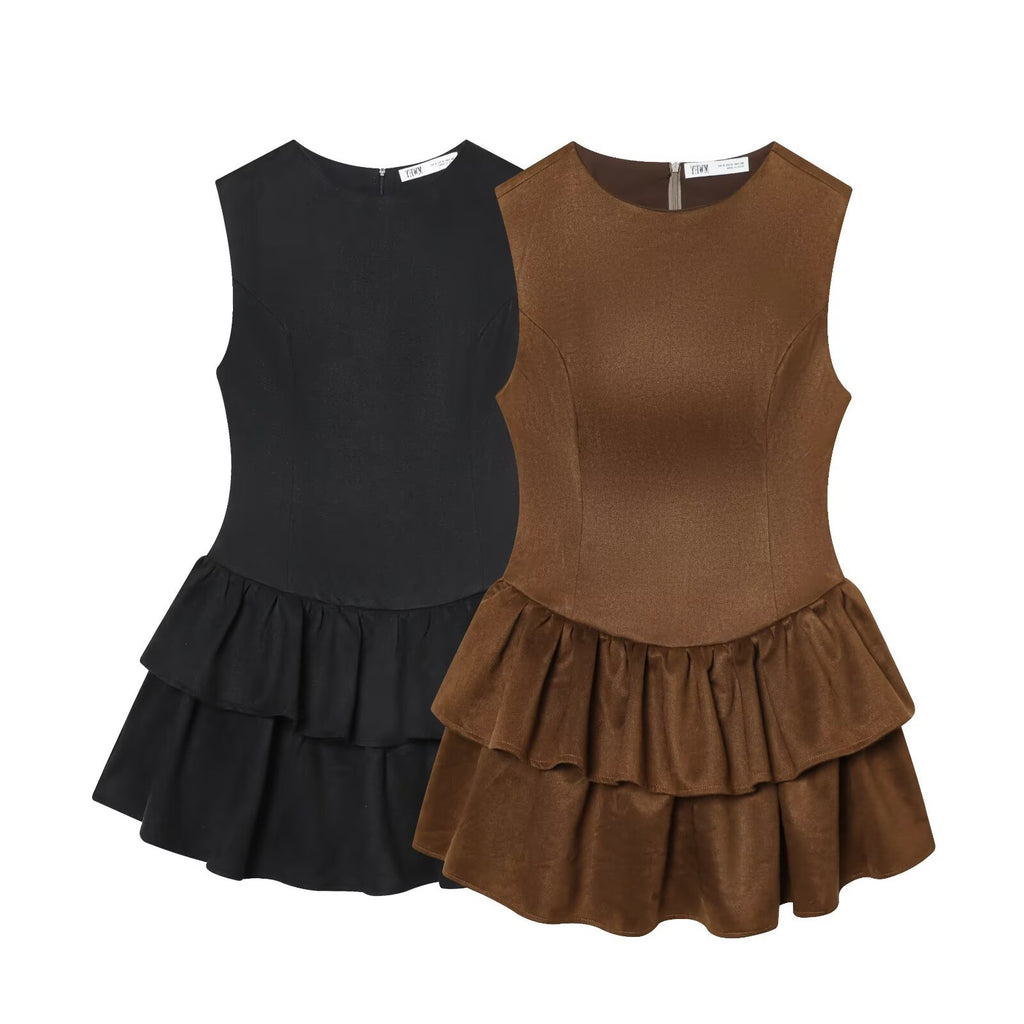 Michael Layered Faux Suede Texture Mini Dress
