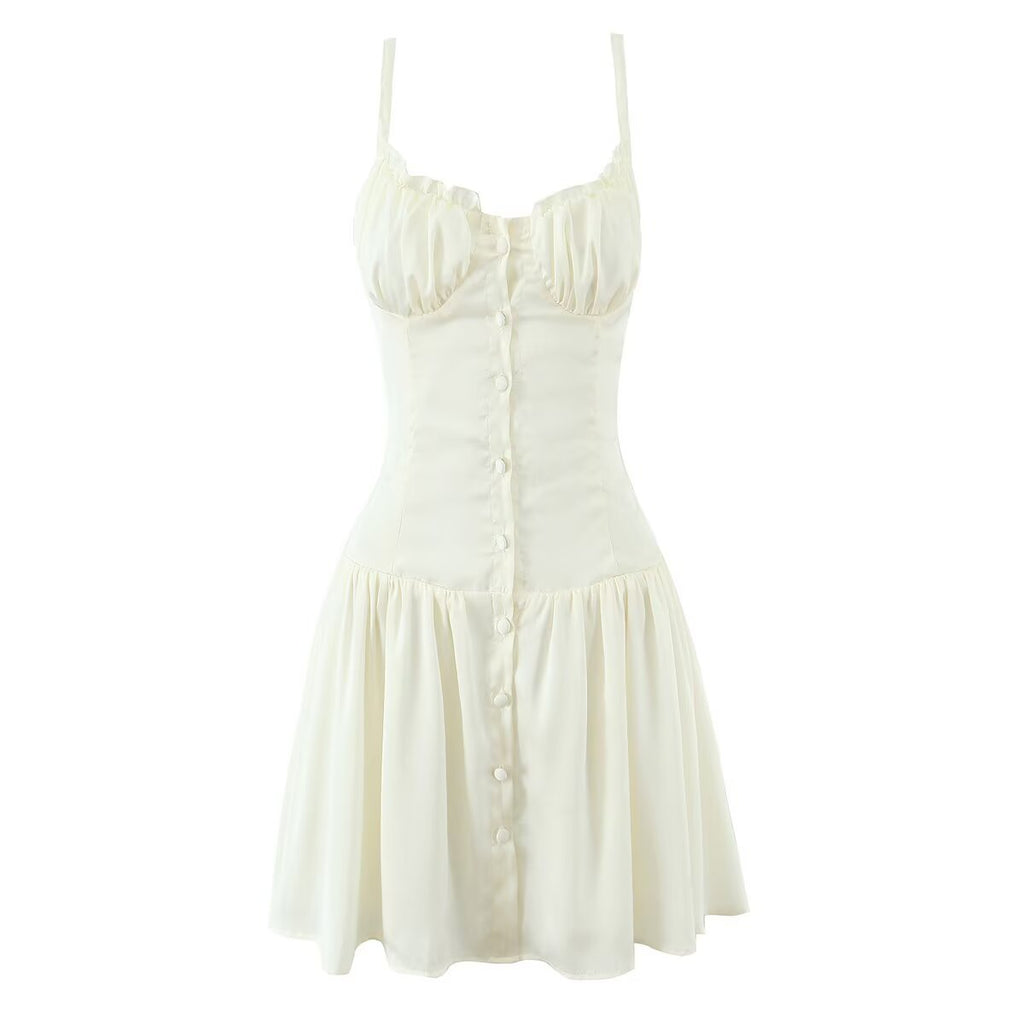 Nina lace up backless suspender dress