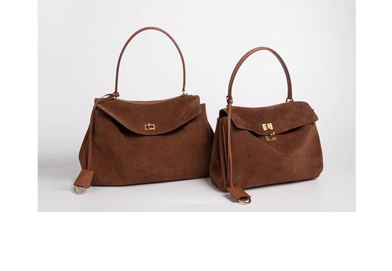 Vintage. Suede Matte Tote Bag, Elegant Shoulder Crossbody Bag .