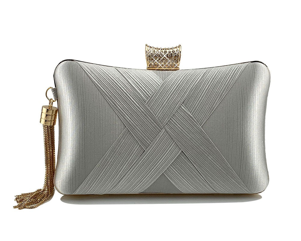 Tina Tassel metal woven diamond buckle evening handbag shoulder bag