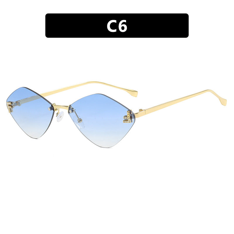 Frameless diamond shaped sunglasses