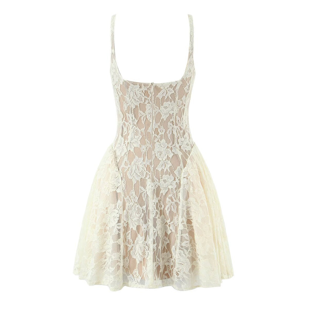 Amina  elegant camisole slimming low cut lace dress