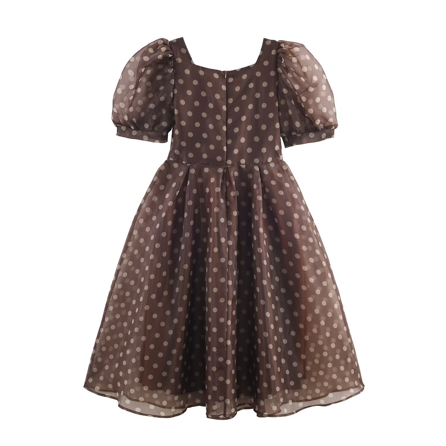 Simple polka dot bubble sleeve dress