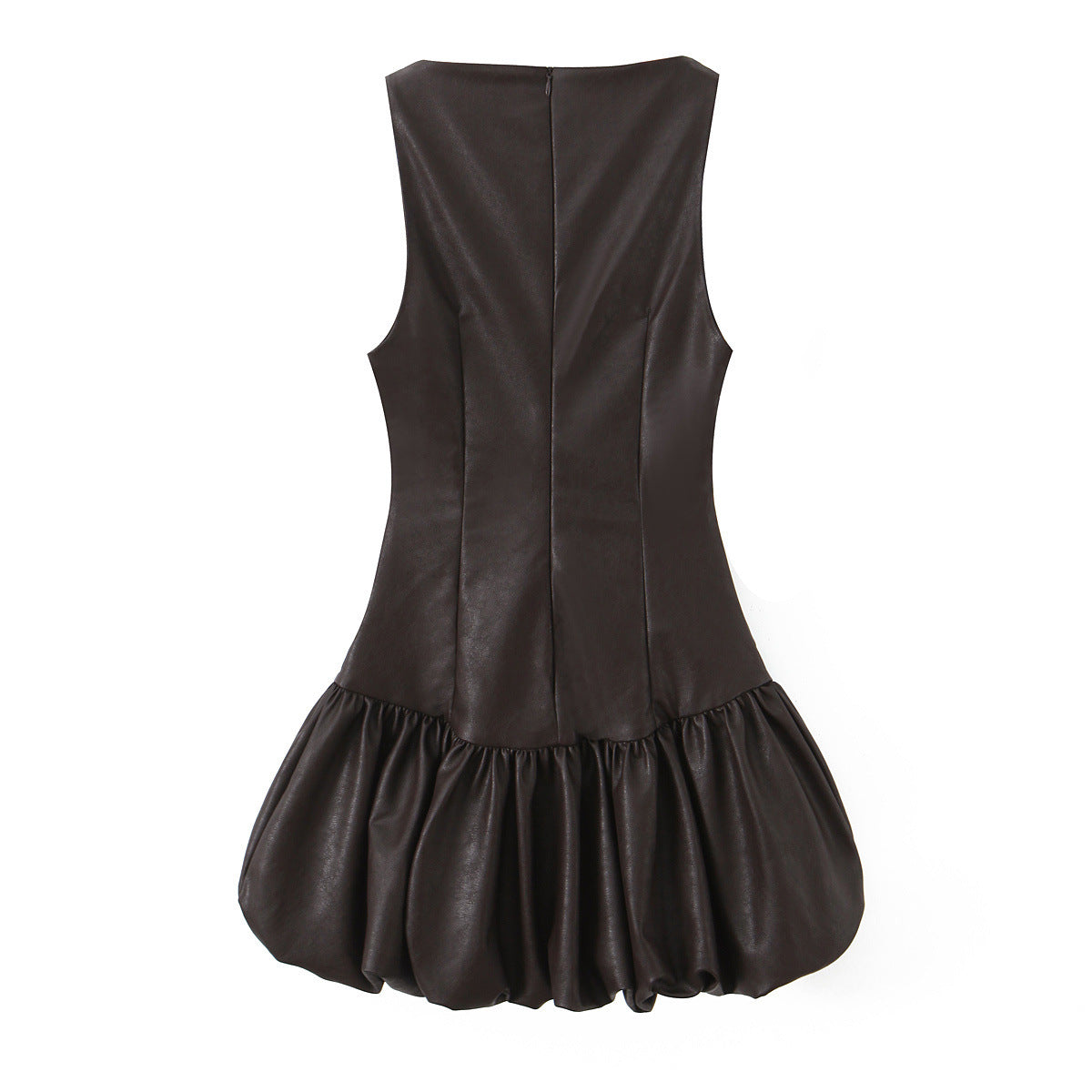 Leather effect jumpsuit style puffy dress
