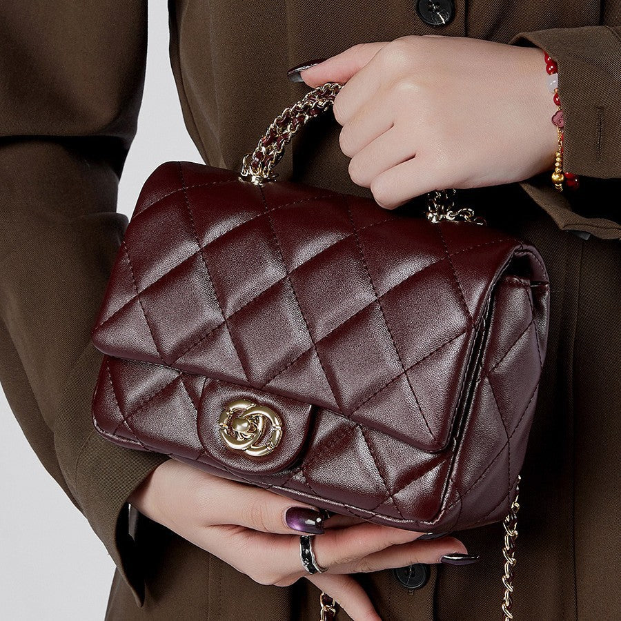 Luna Metal chain diamond grid handbag