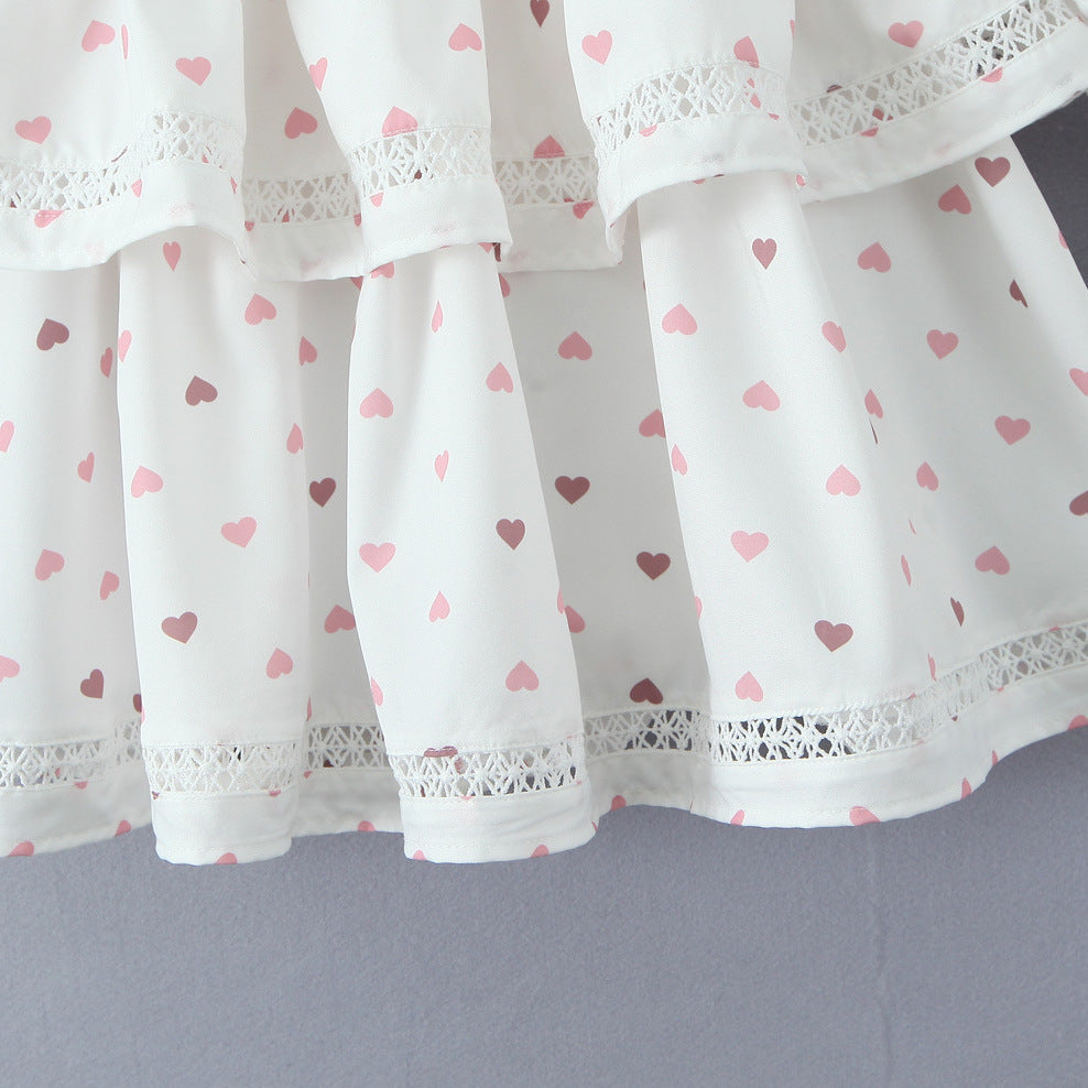 Elastic heart printed dress