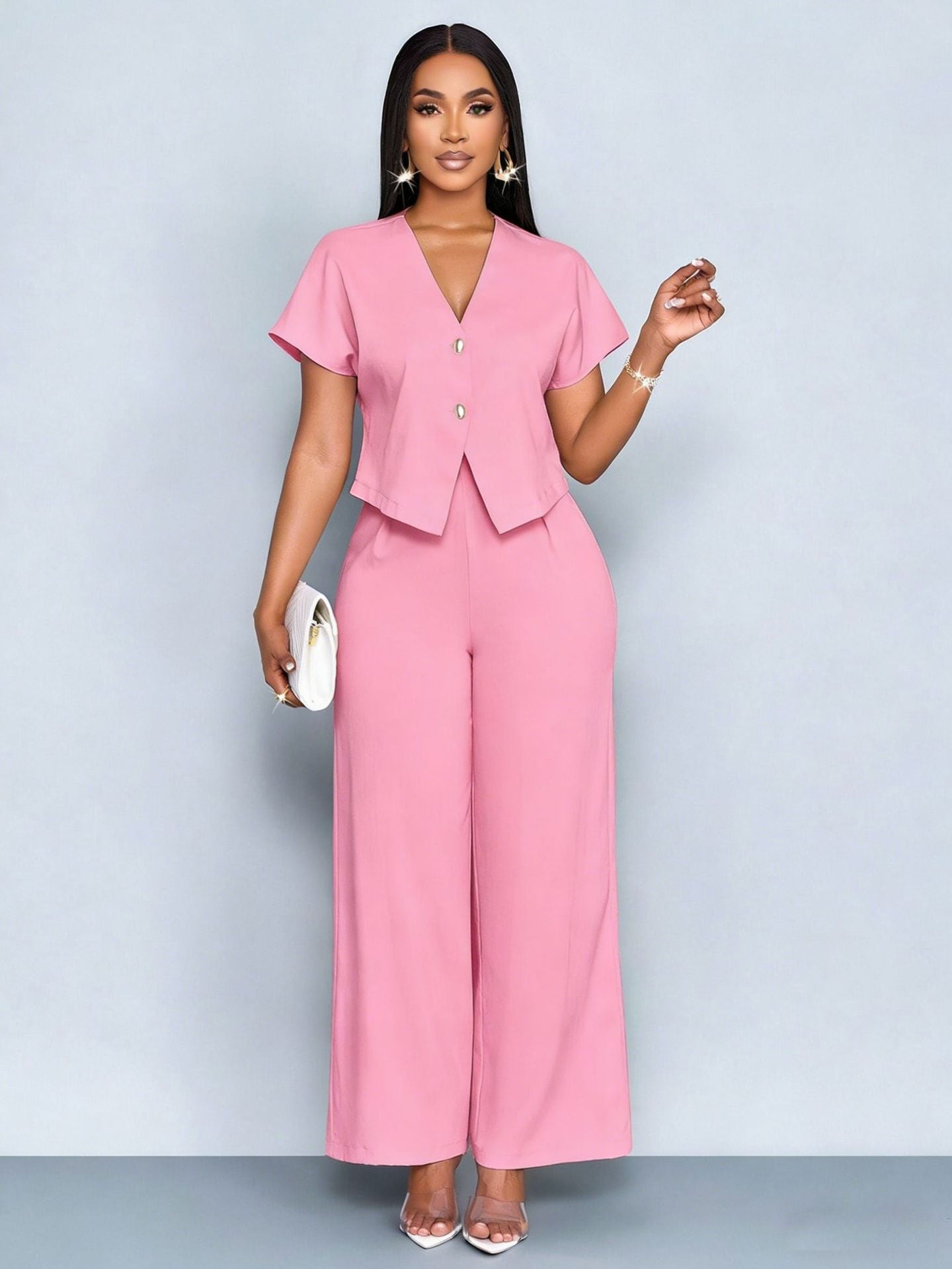 Serena High-Waist Wide-Leg & Cropped Vest Set