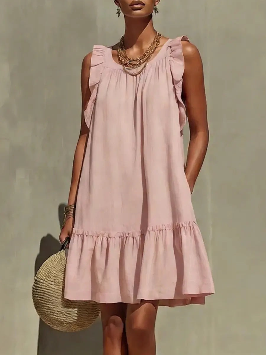 Gabriella Casual Loose Round Neck Sleeveless Dress