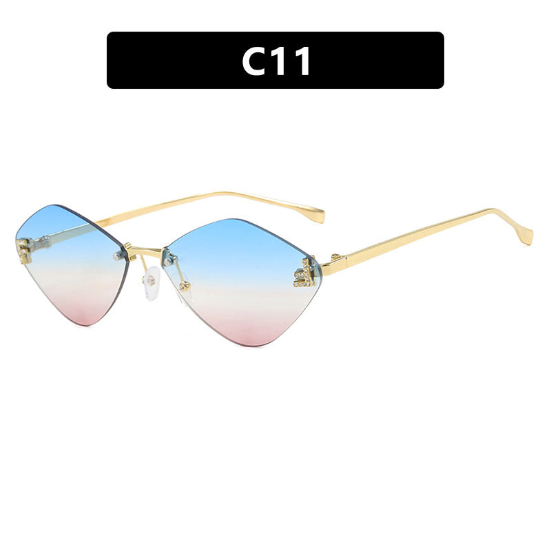 Frameless diamond shaped sunglasses