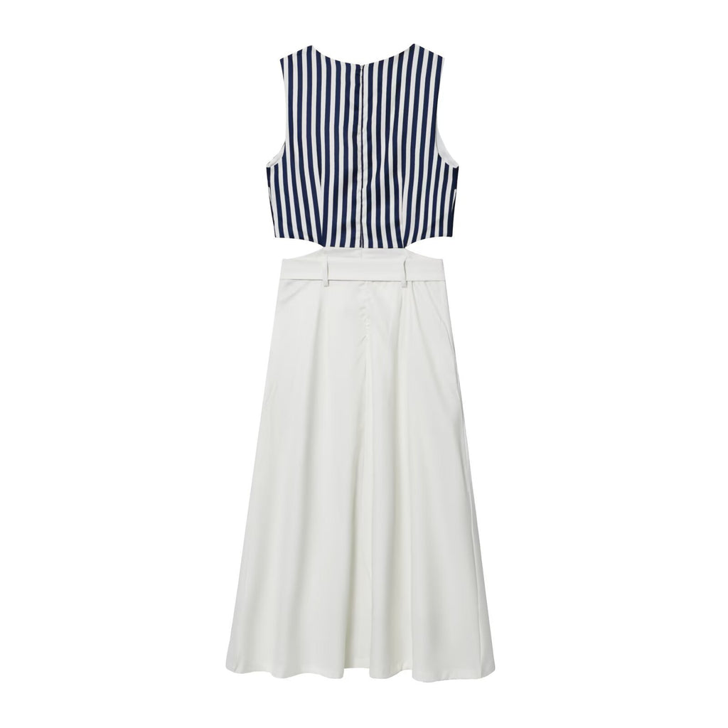 Lisa Linen waist belt patchwork dress