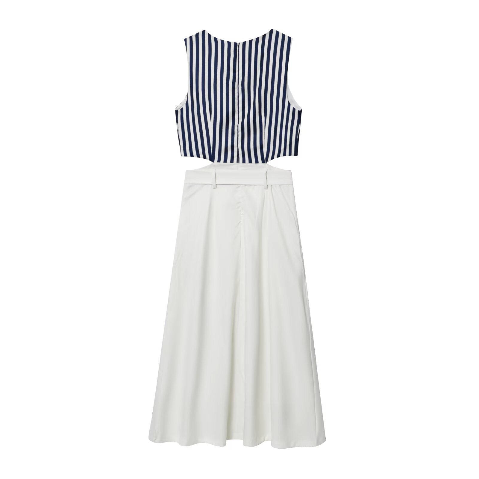 Lisa Linen waist belt patchwork dress
