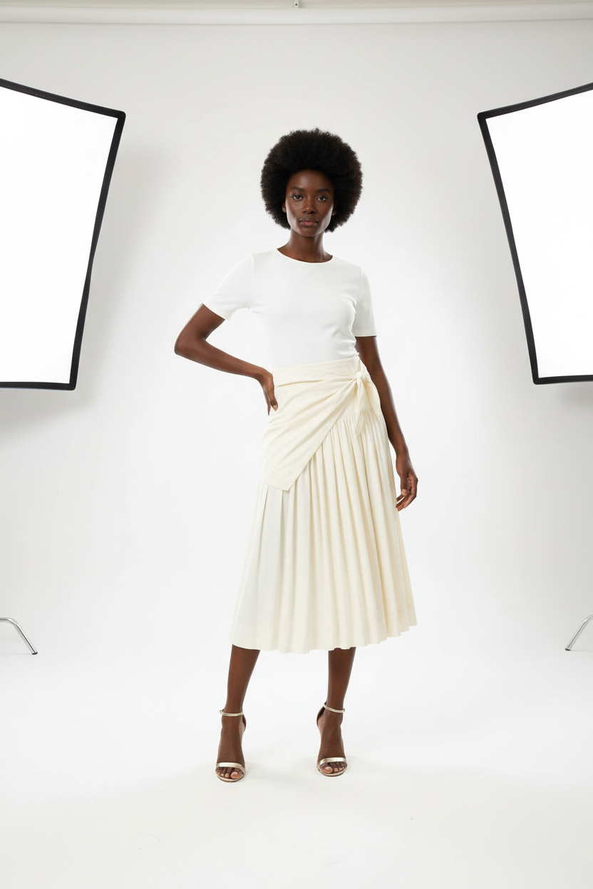 Nathalie fluffy scarf adorned with MIDI skirt