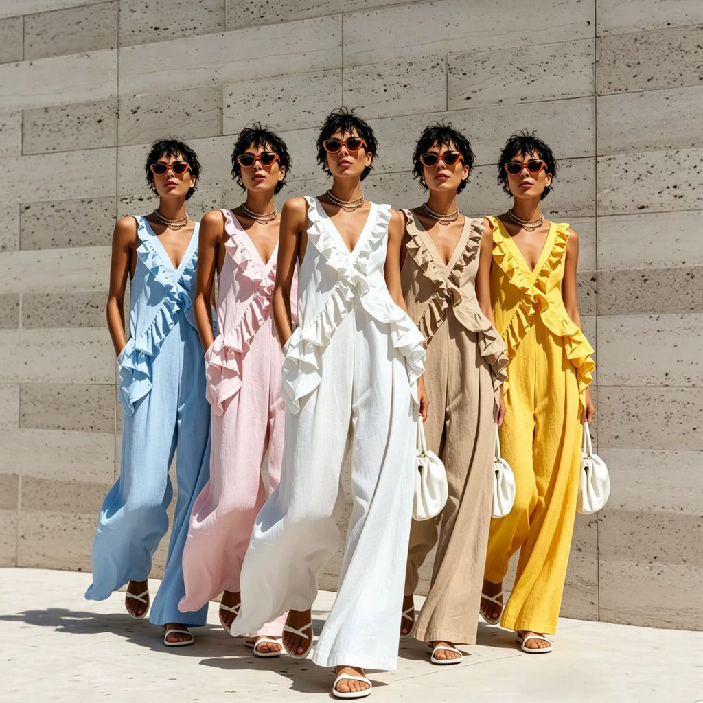 Emma Sleeveless V-Neck Solid Color Jumpsuit