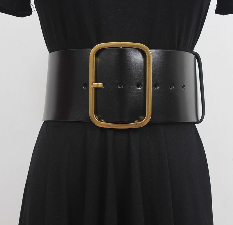 Autumn and Winter New Fashion Sheepskin Wide Belt Waist Cover Looks Thin