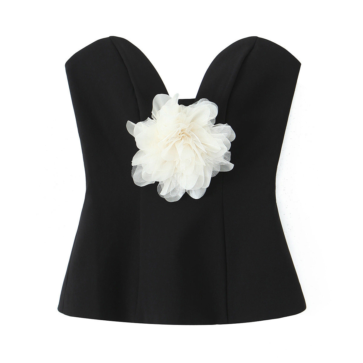 Nadia Spicy girl contrasting flower strapless top
