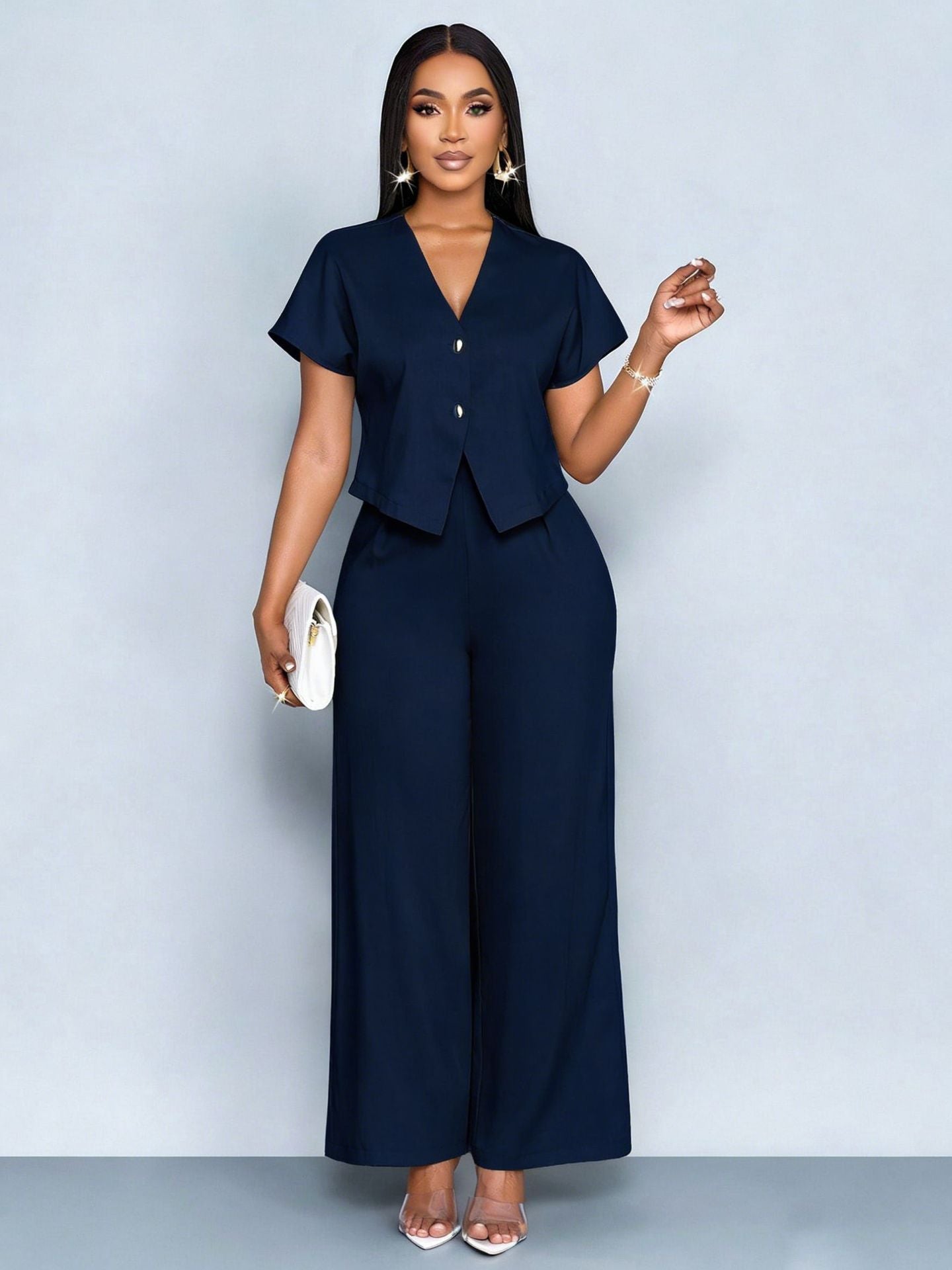 Serena High-Waist Wide-Leg & Cropped Vest Set