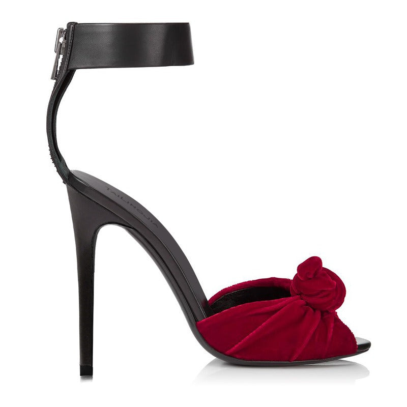 Velvet Knotted High Heels Sandals,