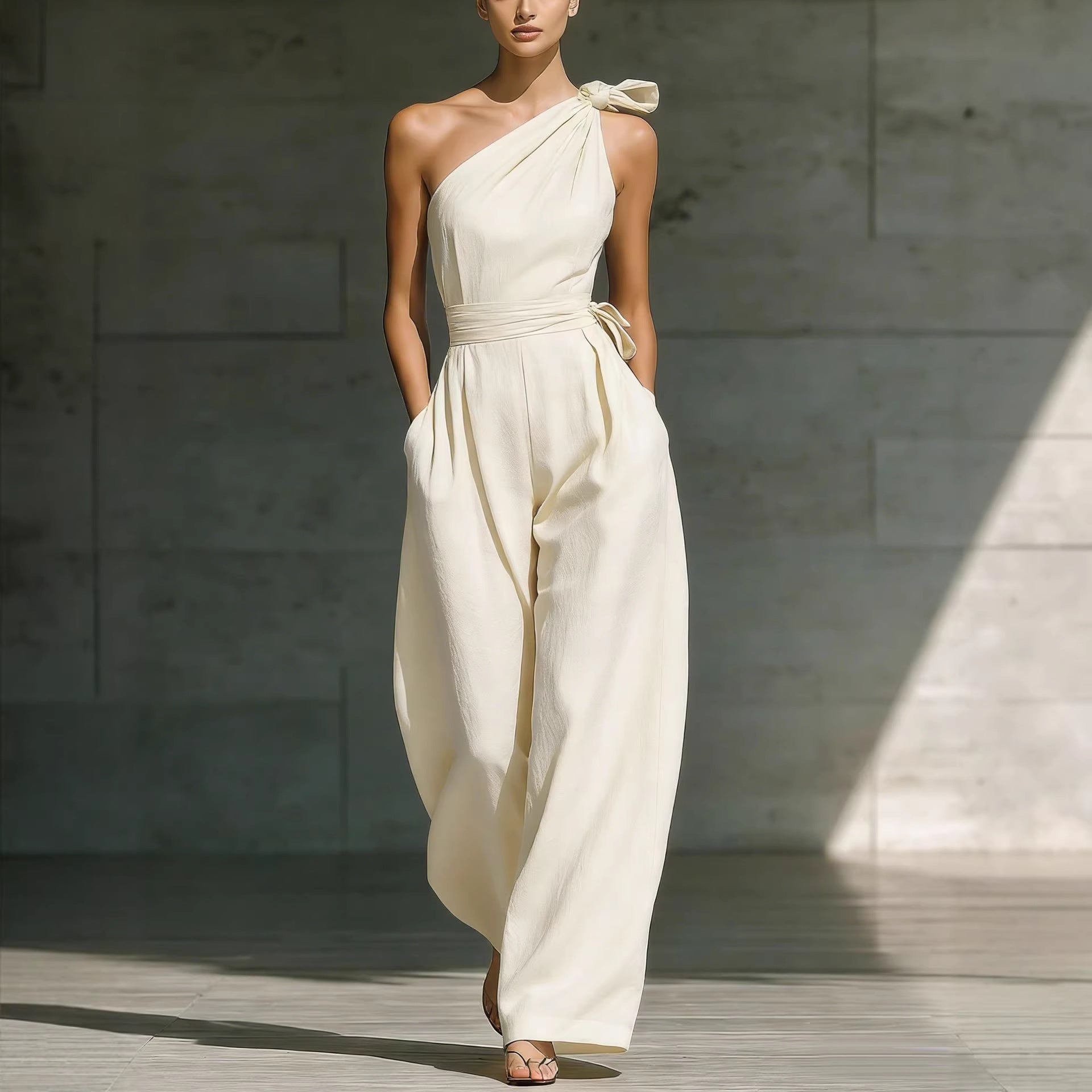 Danielle Sleeveless shoulder cinched jumpsuit