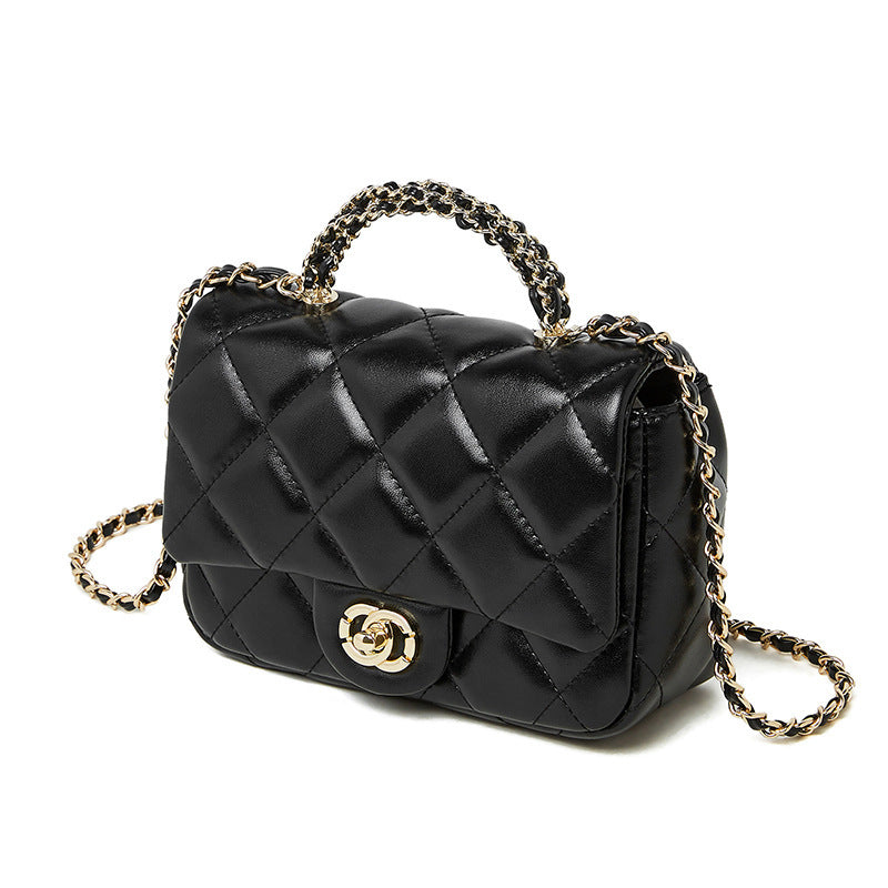 Luna Metal chain diamond grid handbag
