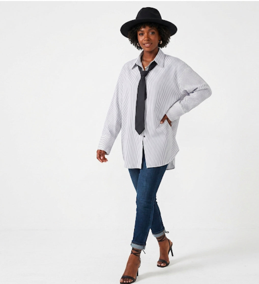 Tie decoration poplin casual shirt