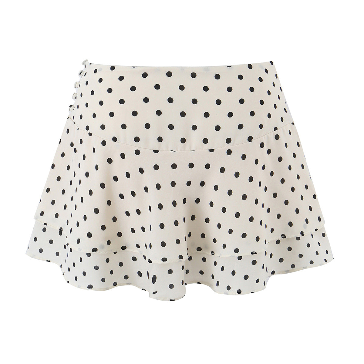 Polka Dot Ruffle Waist Cinch Strap Short Set