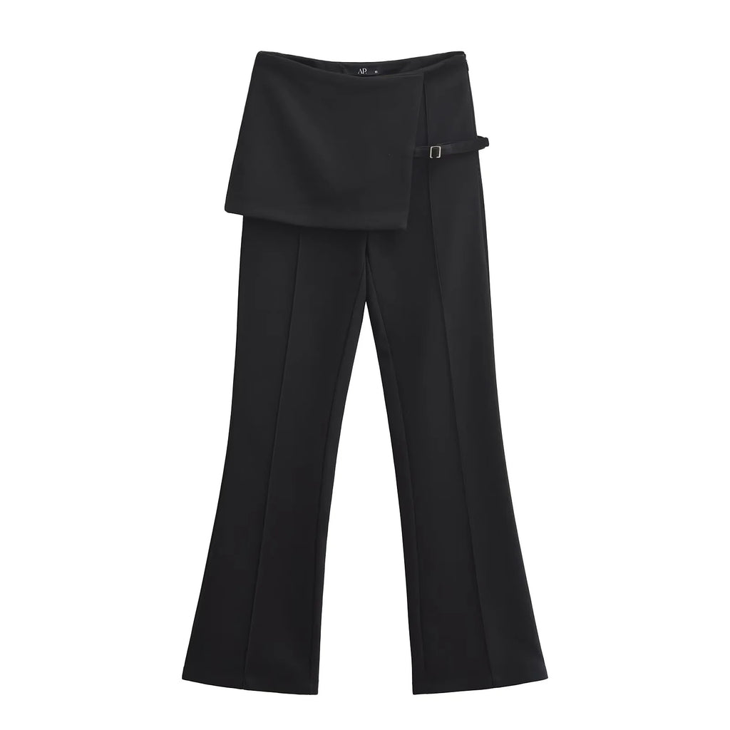 Bobi" Asymmetric Wrap-Front Tailored flared Trousers