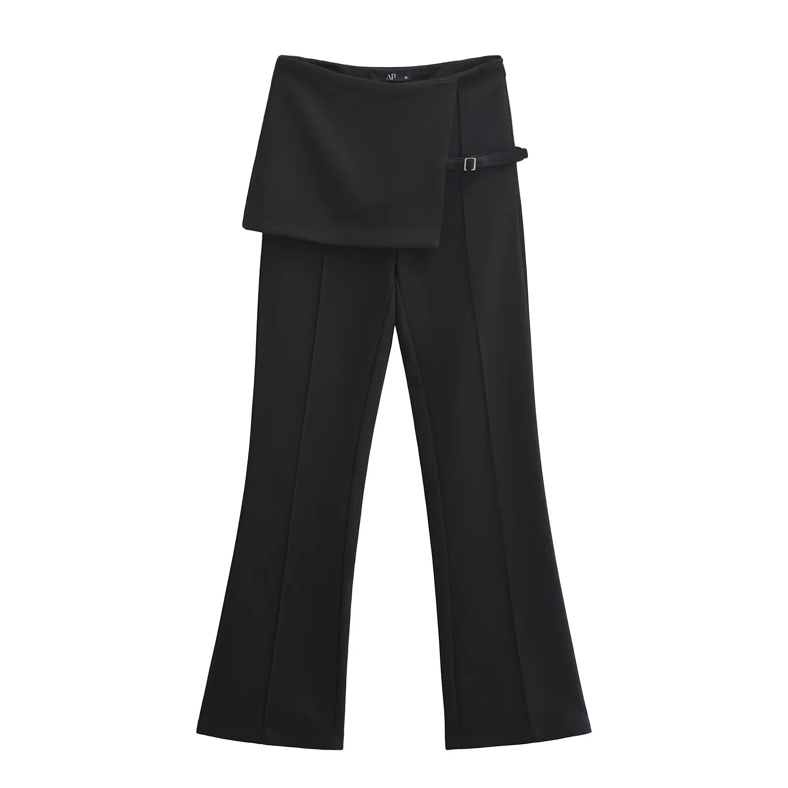 Bobi" Asymmetric Wrap-Front Tailored flared Trousers