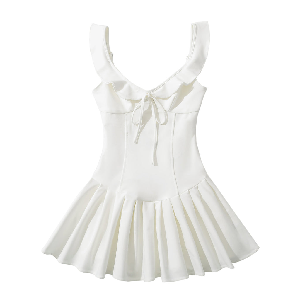 "Seraphina" White Coquette Ruffle Bustier Mini Dress