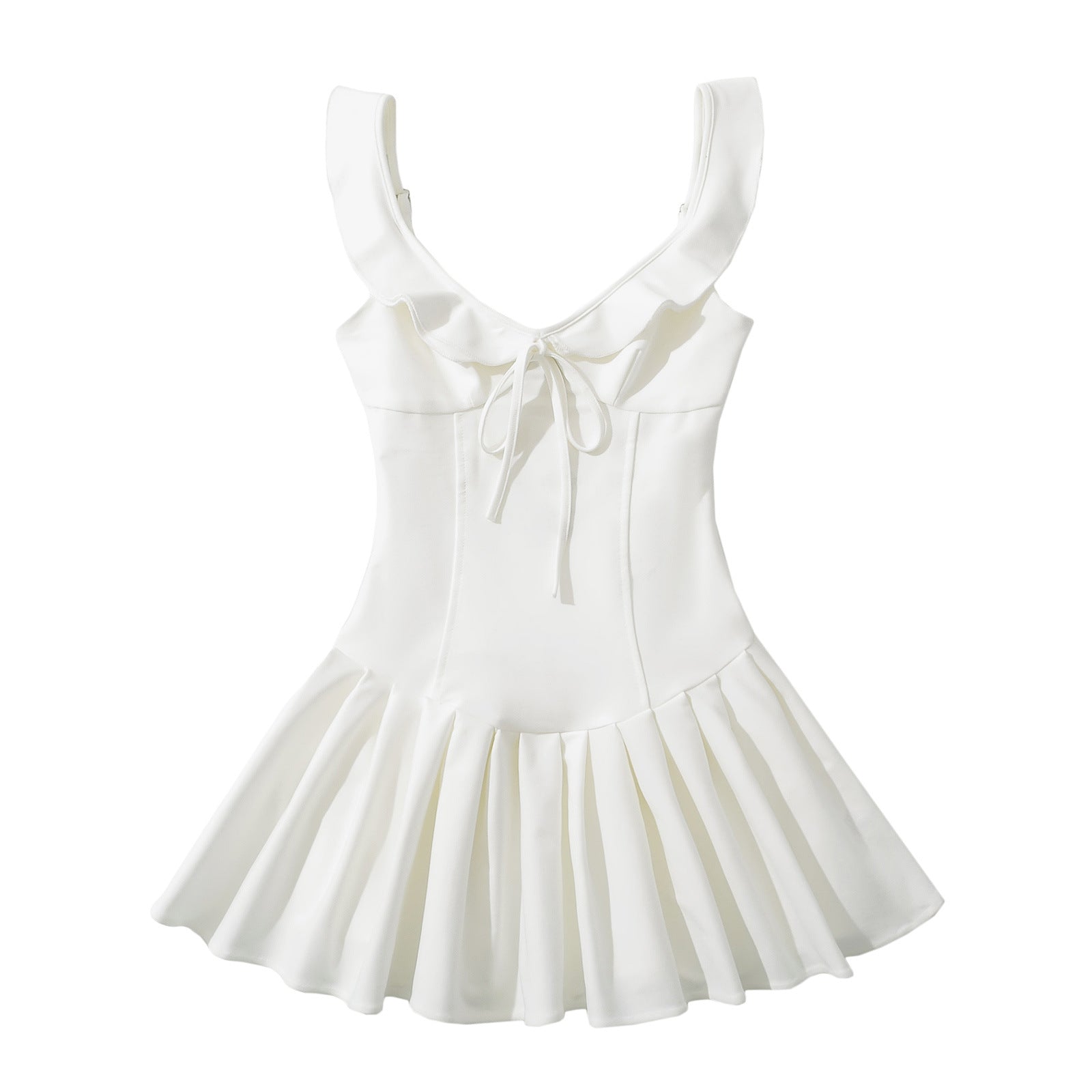 "Seraphina" White Coquette Ruffle Bustier Mini Dress
