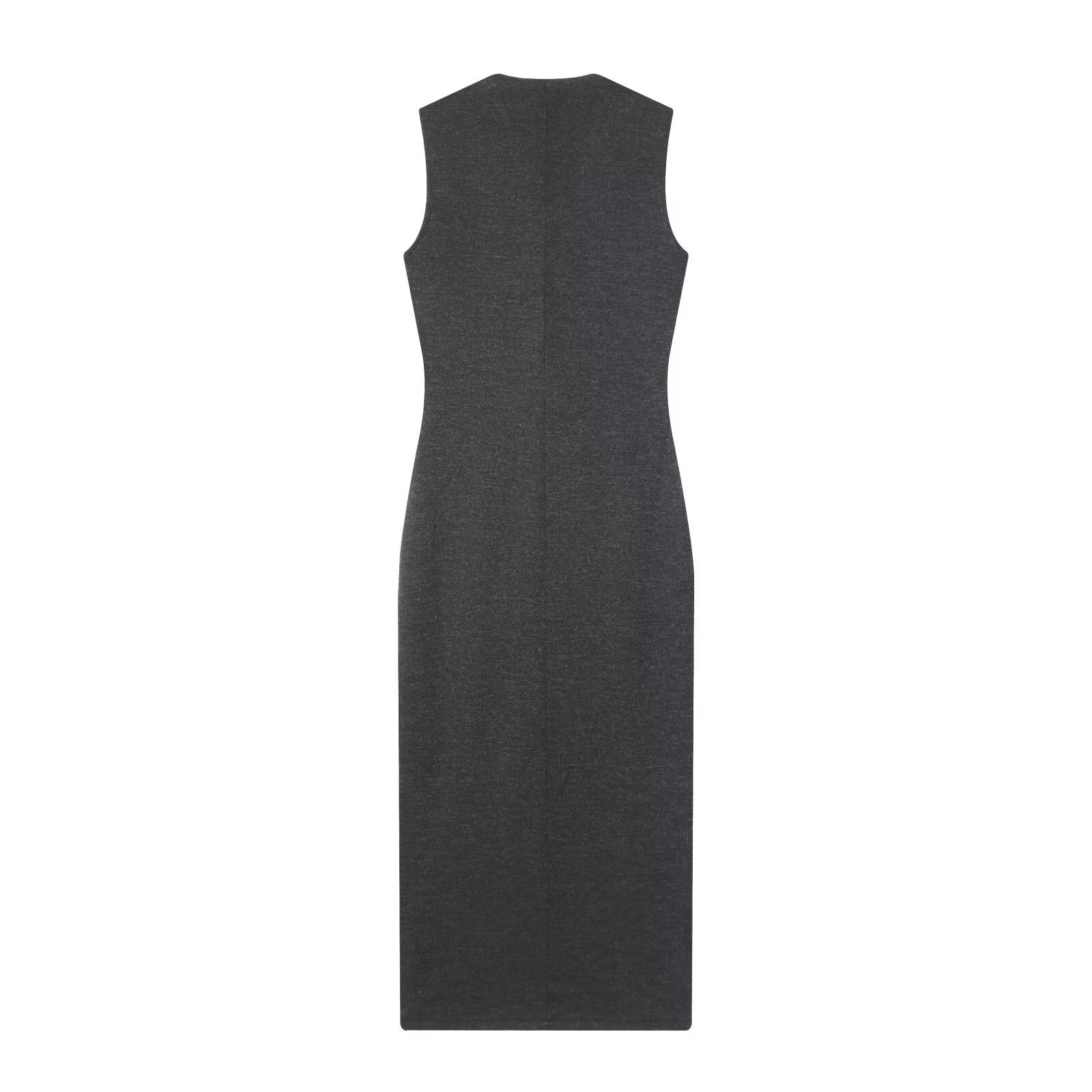 Sandra V-neck sleeveless button up MIDI dress