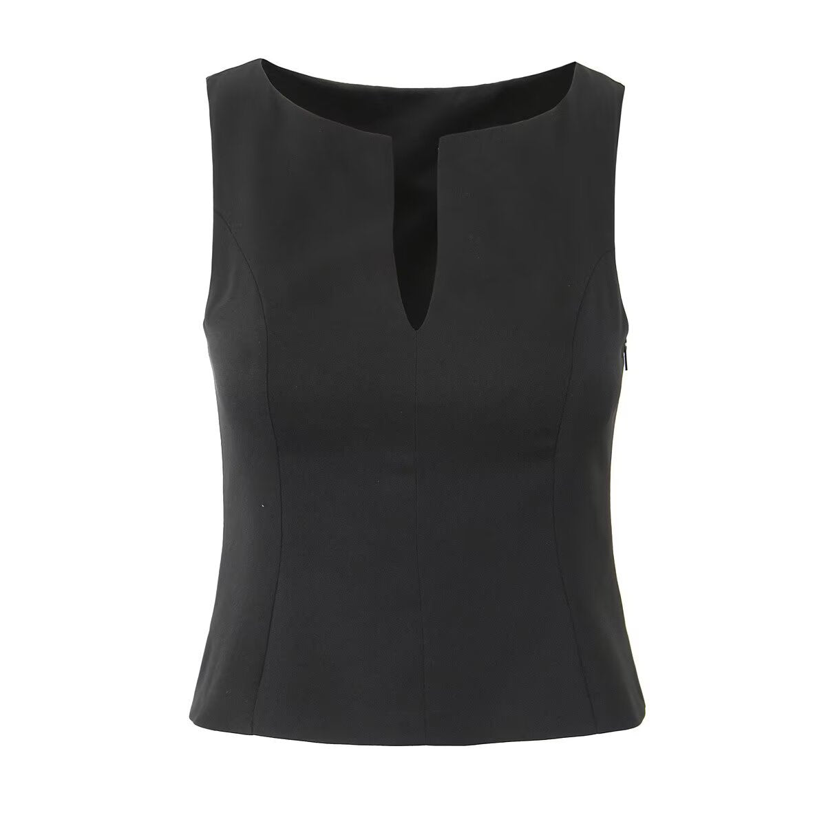 Fashionable Women's V-Neck Sleeveless Fitted Crop Top