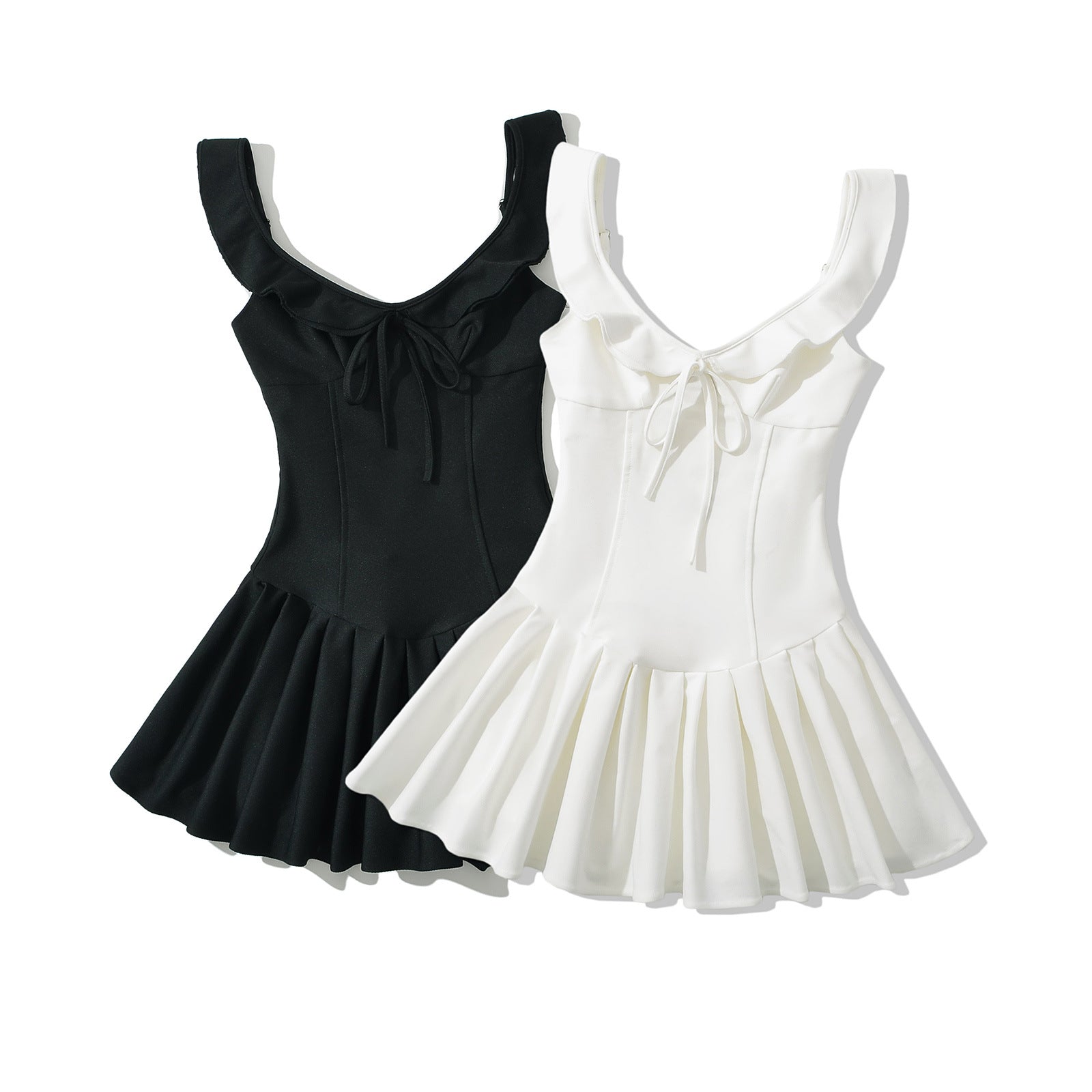 "Seraphina" White Coquette Ruffle Bustier Mini Dress