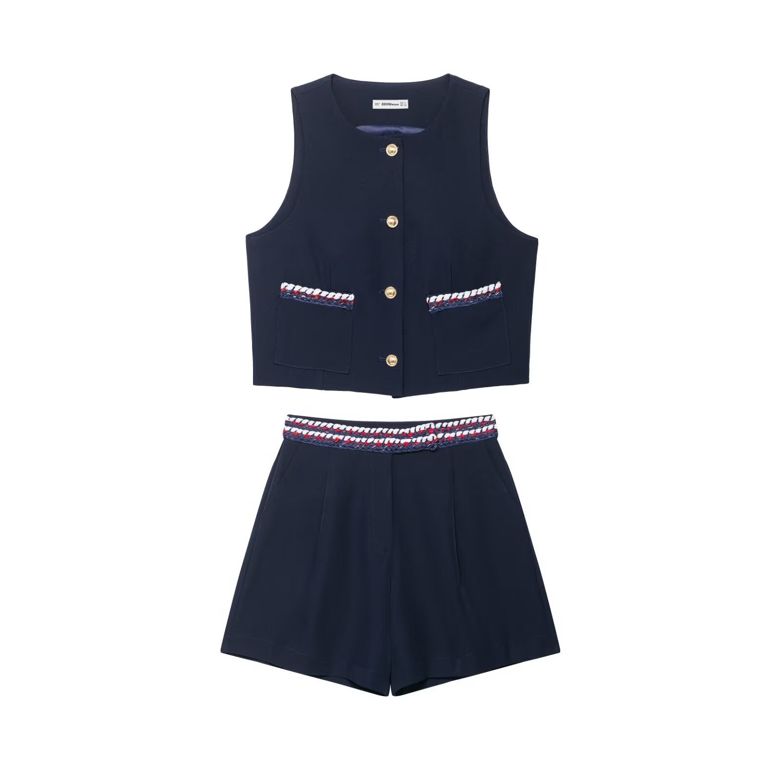 Riviera Tweed-Style Button-Down Two-Piece Set
