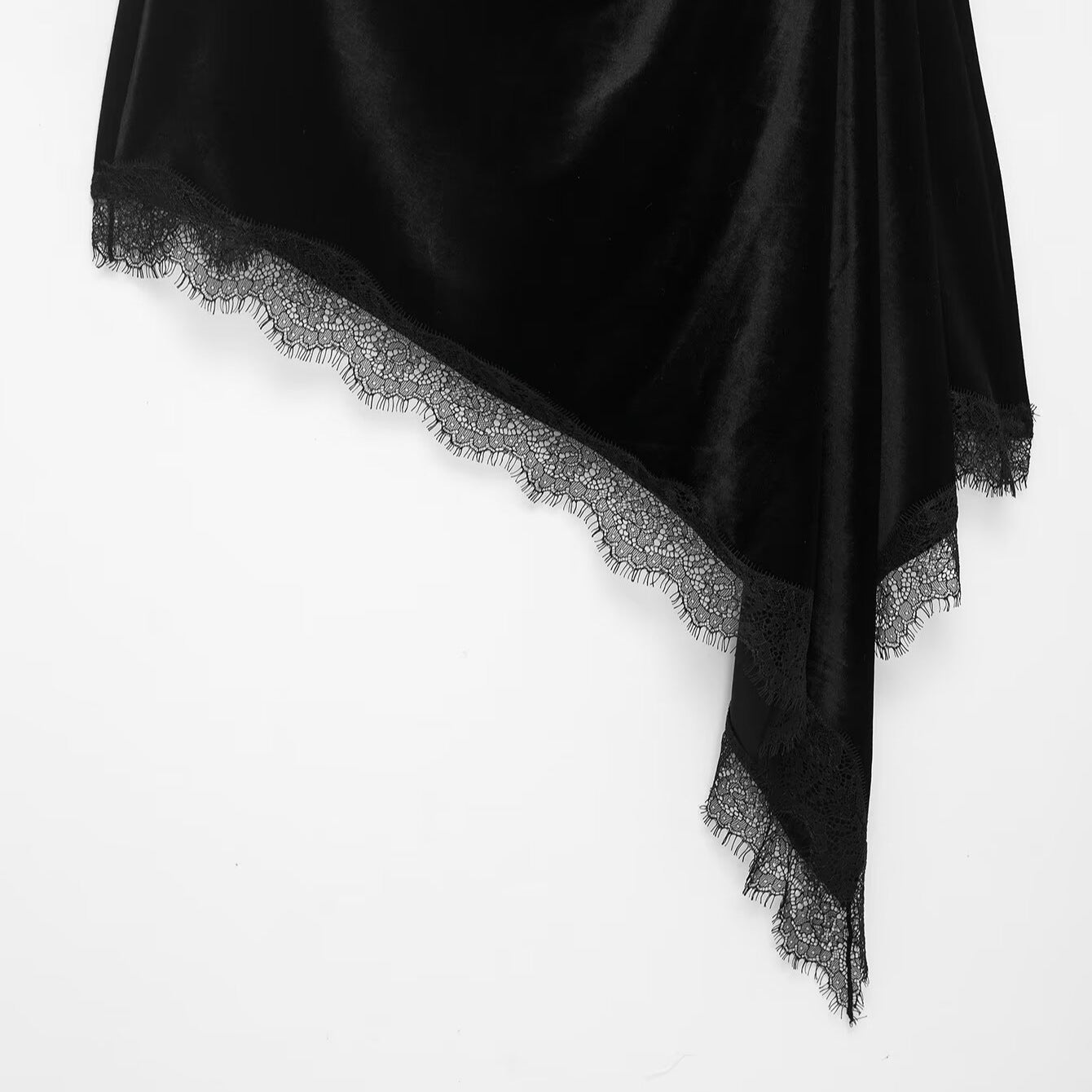 Style New Women's Fashion Asymmetric Lace Velvet Dress