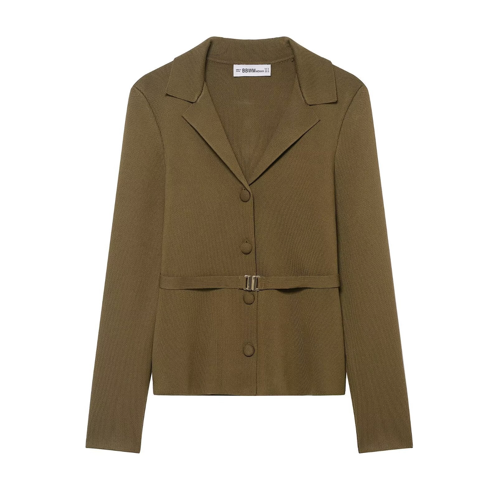 Knitted jacket with belt and skirt set