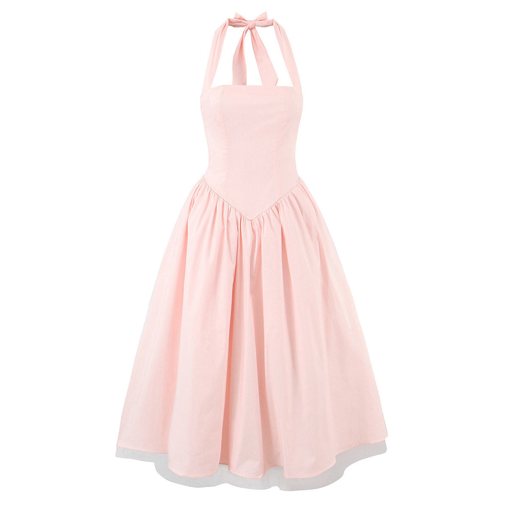 Aria Pastel Pink Halter Midi Dress