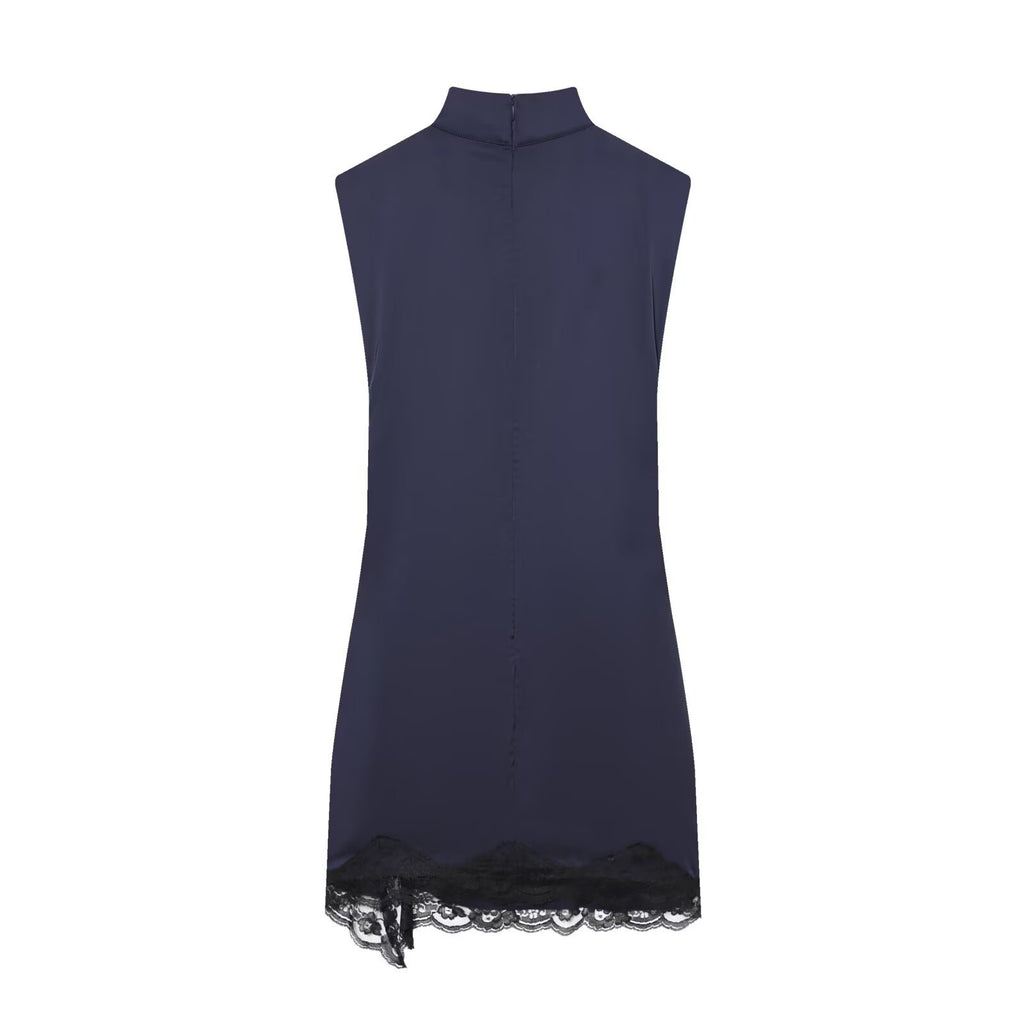 Lace patchwork satin texture  dress